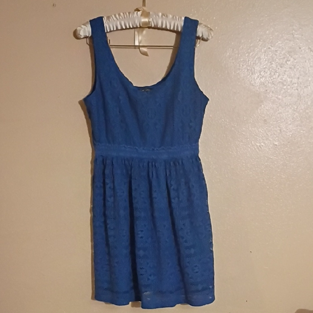 Love Reign Royal Blue Lace Scoop Neck Mini Dress